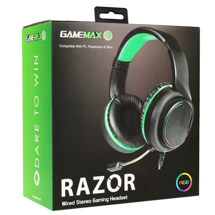 GameMax Razor RGB Gaming Headset and Mic with 5.1 Surround Sound Retail Box - New GameMax Razor RGB Gaming Headset and Mic with 5.1 Surround Sound Retail Box - New