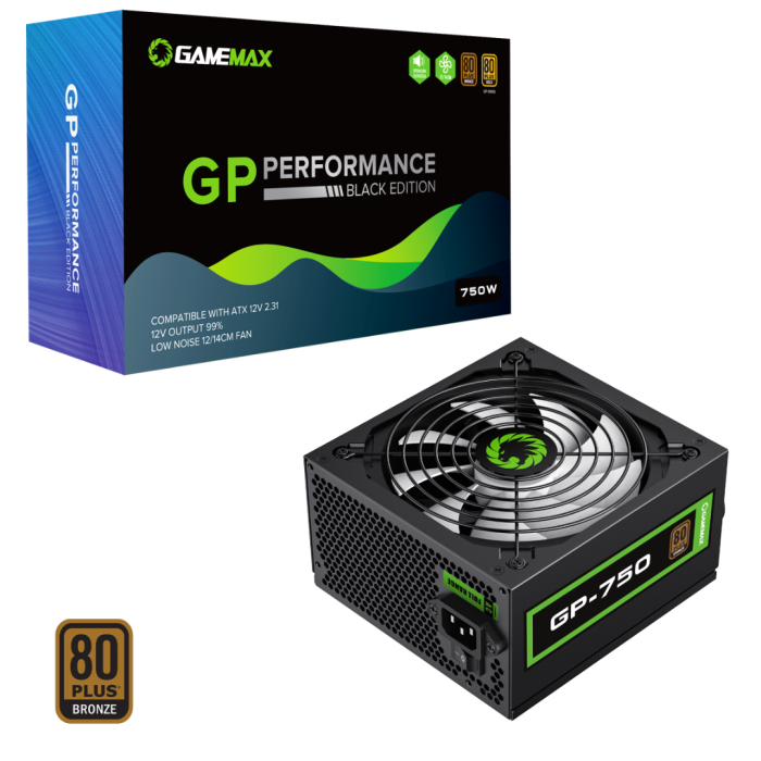 New - GameMax GP750 750W 80 Plus Bronze Wired Power Supply New - GameMax GP750 750W 80 Plus Bronze Wired Power Supply